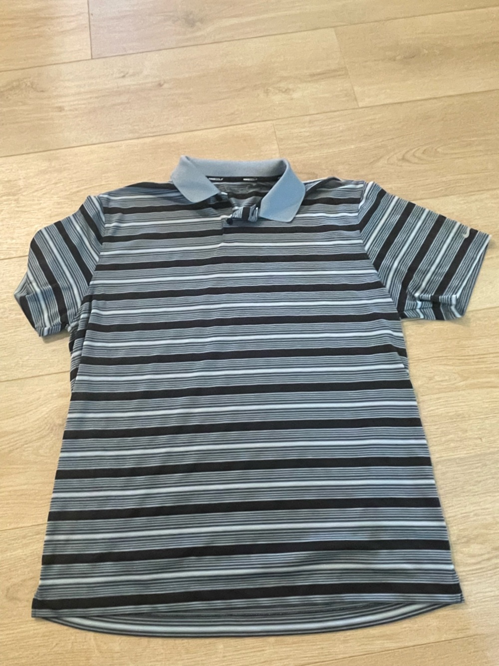 Nike Men's Black & Light Blue Striped Polo